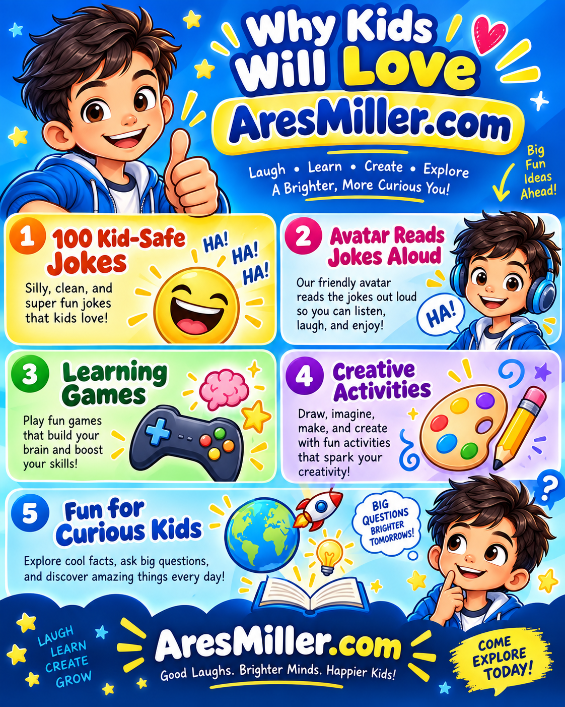 Ares activity guide: 100 jokes, learning games, creative activities and curious discoveries